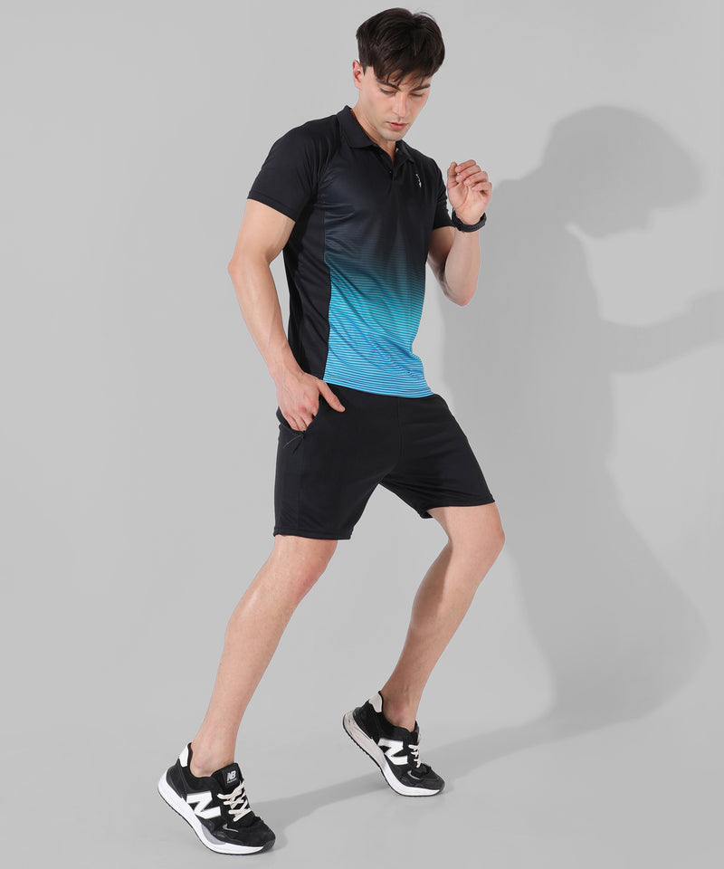 Men's Multicolour Colourblocked Regular Fit Activewear T-Shirt