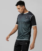 Men's Charcoal Grey Printed Regular Fit Activewear T-Shirt