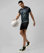 Men's Charcoal Grey Printed Regular Fit Activewear T-Shirt