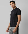 Men's Solid Black Regular Fit Activewear T-Shirt