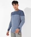 Men's Blue Colourblocked Regular Fit Casual T-Shirt