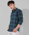 Men's Green Checkered Casual Shirt