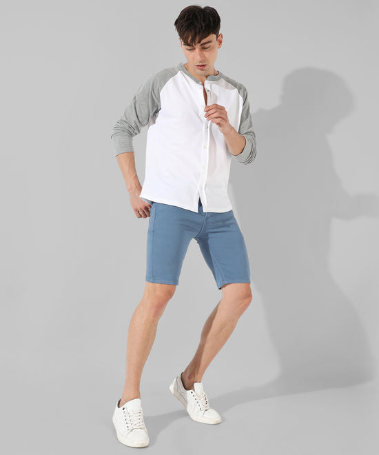 Men's White Colourblocked Casual Shirt