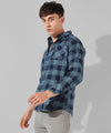 Men's Blue Checkered Casual Shirt