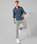 Men's Blue Checkered Casual Shirt