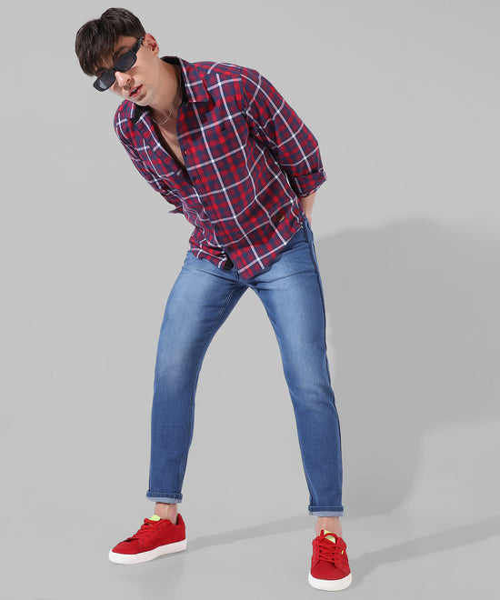 Men's Red Checkered Casual Shirt