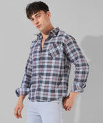 Men's Grey Checkered Casual Shirt