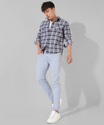 Men's Grey Checkered Casual Shirt