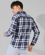 Men's Blue Checkered Casual Shirt