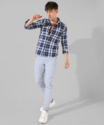 Men's Blue Checkered Casual Shirt