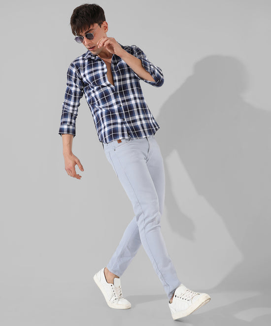 Men's Blue Checkered Casual Shirt