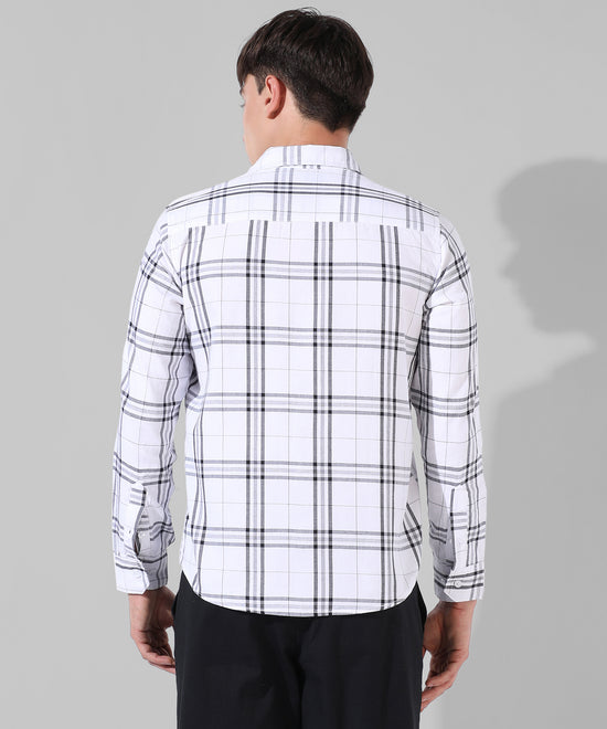 Men's White Checkered Casual Shirt