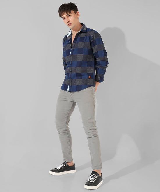 Men's Blue Checkered Casual Shirt