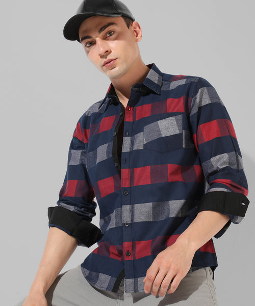 Men's Multicolour Checkered Casual Shirt