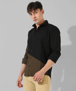 Men's Black Colourblocked Casual Shirt