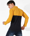 Men's Mustard Yellow Colourblocked Regular Fit Casual Shirt
