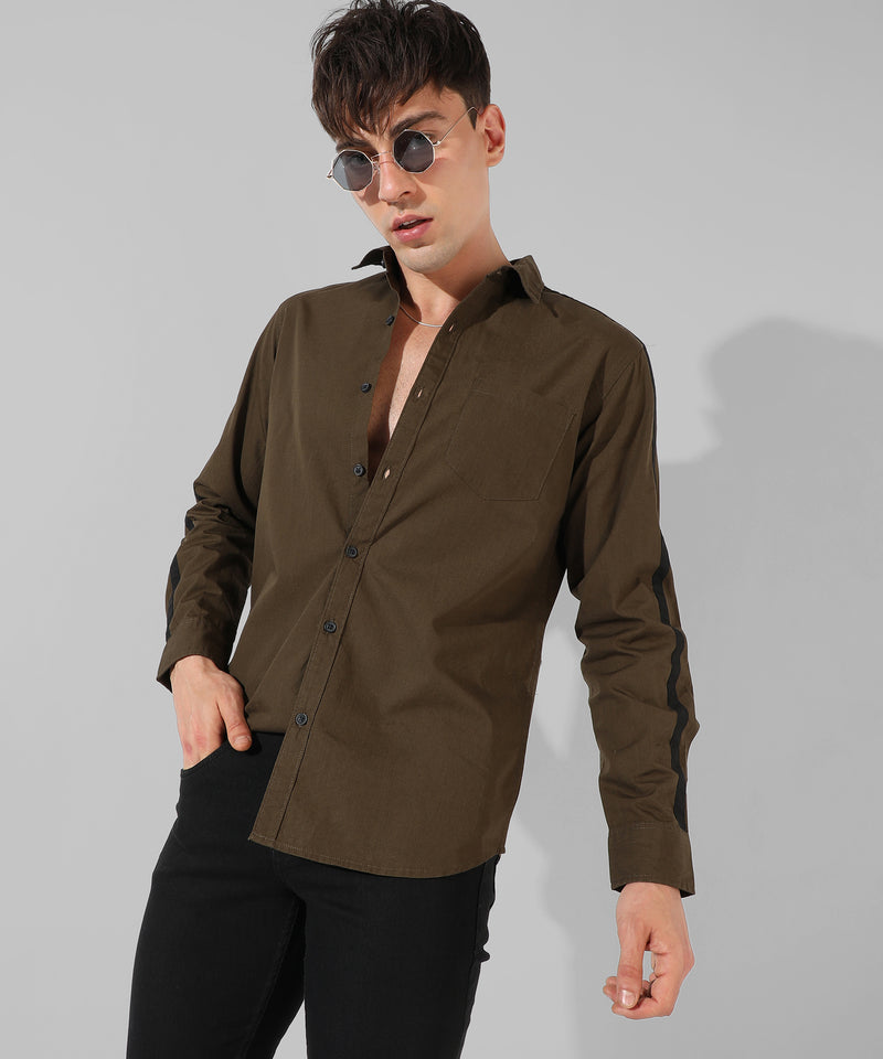 Men's Solid Olive Green Casual Shirt