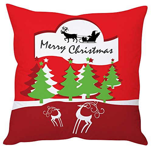 The Purple Tree DynaBEE Merry Christmas Cushion Cover For Living Room (Pack of 1 , 16x16 inch)