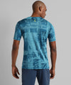 Men's Blue Printed Regular Fit Activewear T-Shirt