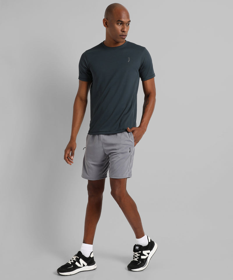 Men's Solid Charcoal Grey Regular Fit Activewear T-Shirt