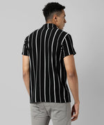 Men's Black Striped Regular Fit Casual Shirt