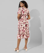 Women's White Printed Regular Fit Dress