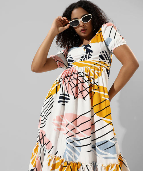 Women's Printed Multicolour Regular Fit Dress