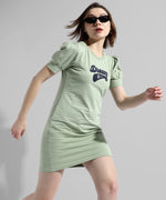 Women's Green Printed Regular Fit Dress