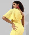 Women's Solid Yellow Regular Fit Dress