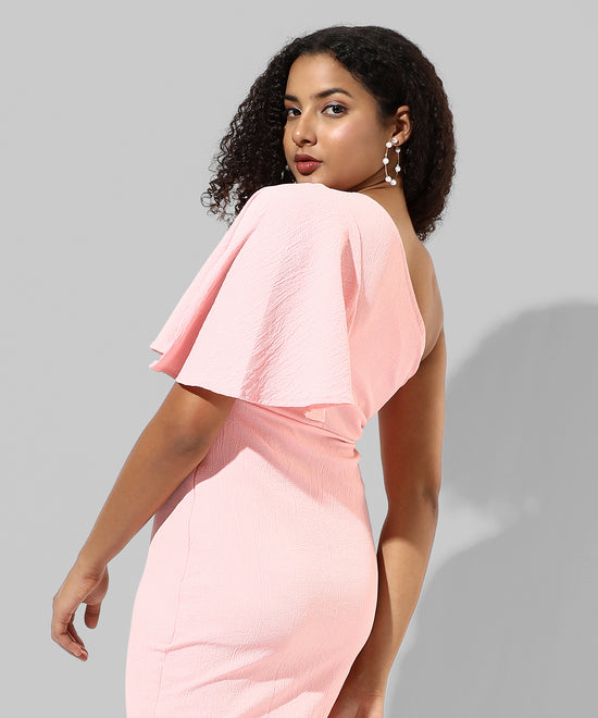 Women's Solid Pink Regular Fit Dress