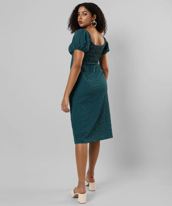 Women's Solid Blue Regular Fit Dress