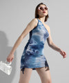 Women's Blue Tie-Dye Regular Fit Dress