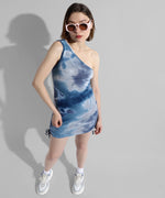 Women's Blue Tie-Dye Regular Fit Dress