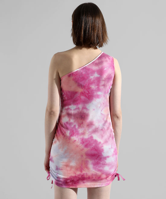 Women's Pink Tie-Dye Regular Fit Dress