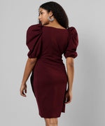 Women's Solid Maroon Regular Fit Dress