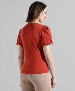 Women's Red Printed Regular Fit Top