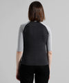 Women's Charcoal Grey Colourblocked Regular Fit Top