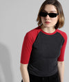 Women's Red Colourblocked Regular Fit Top
