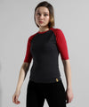 Women's Red Colourblocked Regular Fit Top