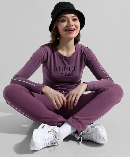 Women's Purple Printed Regular Fit Co-Ords Set