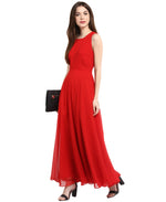 Red Solid Maxi Dress