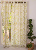 Tulip Garden Primrose Yellow Cotton Curtain (Single piece) - Window
