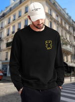 Manlino Trendlix Mens Black Round Neck Regular Graphic Printed Sweatshirt