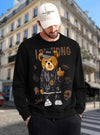 Manlino Rhombus Mens Black Round Neck Regular Graphic Printed Sweatshirt