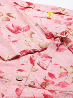 Ahika Women Pink Brown Printed A Line Dress