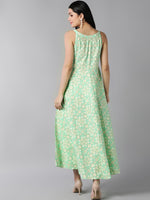 Ahika Sea Green Floral Maxi Dress