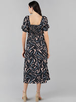Ahika Women Black Abstract Printed Dress