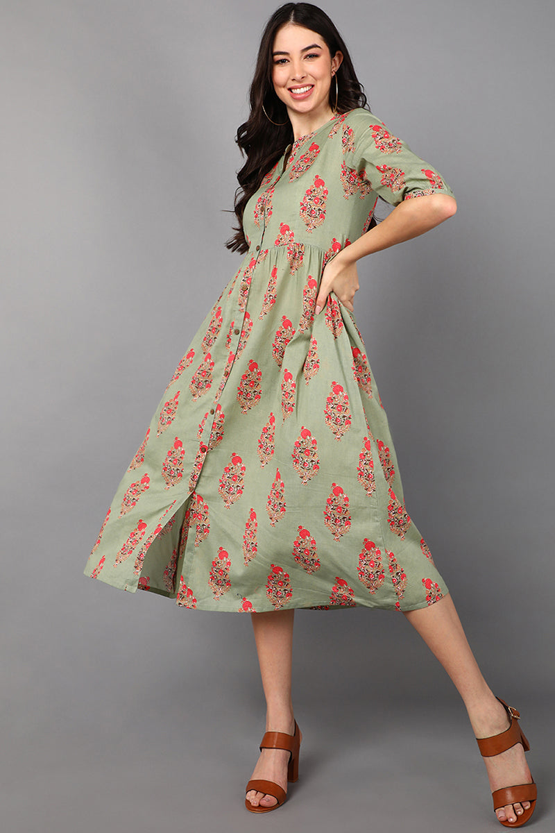 Ahika Cotton Floral Printed Dresses