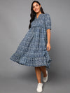 Ahika Women Blue Cotton Dress 1