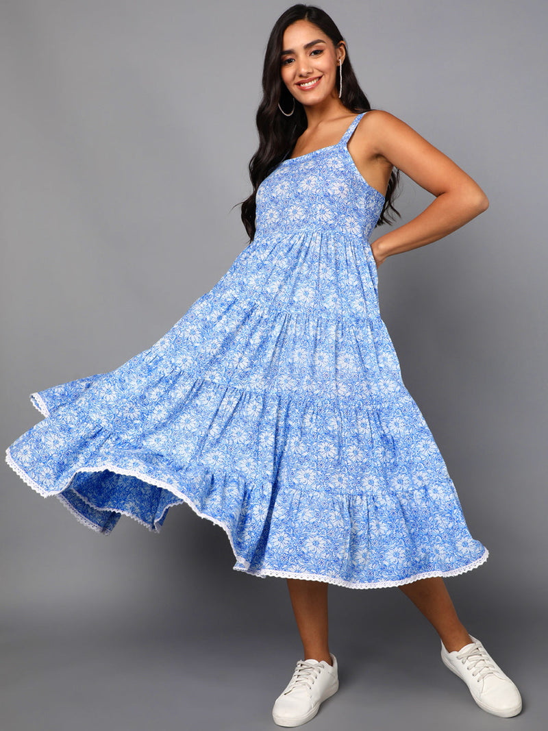 Ahika Women Blue Cotton Dress 2